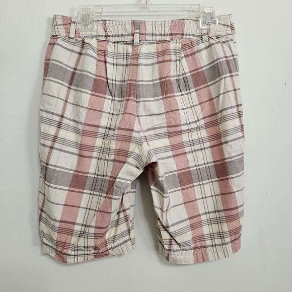 St. Johns Bay Women's Size 6 Bermuda Shorts Plaid Pink Tan Brown Pockets - Picture 5 of 11